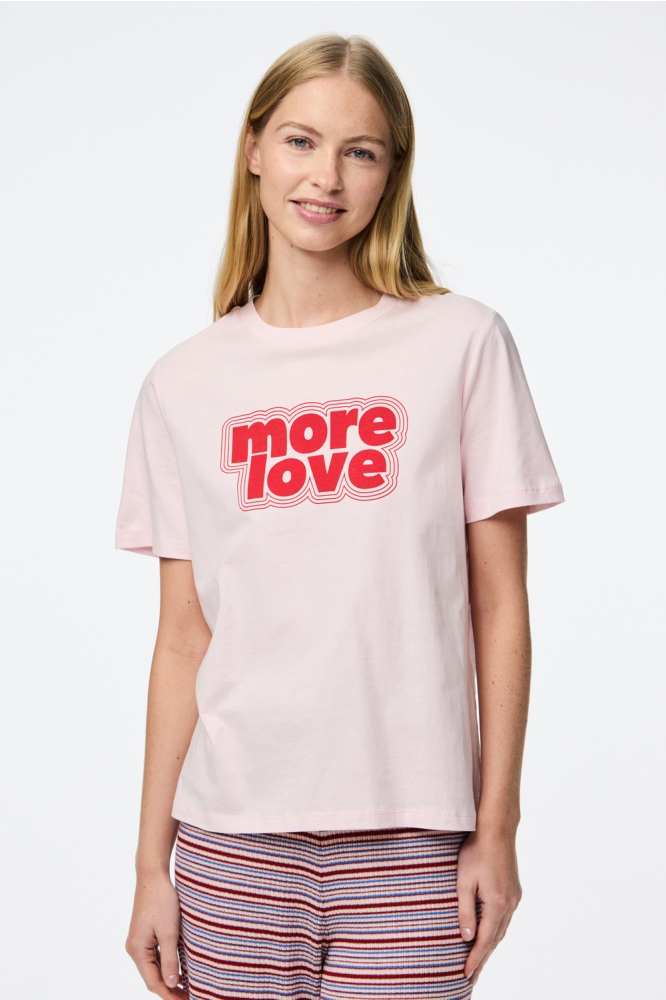 PCTAMERA SS PRINTED T-SHIRT JRS BC 17157450 PINK A BOO /MORE LOVE